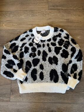 Mudpie Linden Boucle Leopard Sweater Size Medium NWT